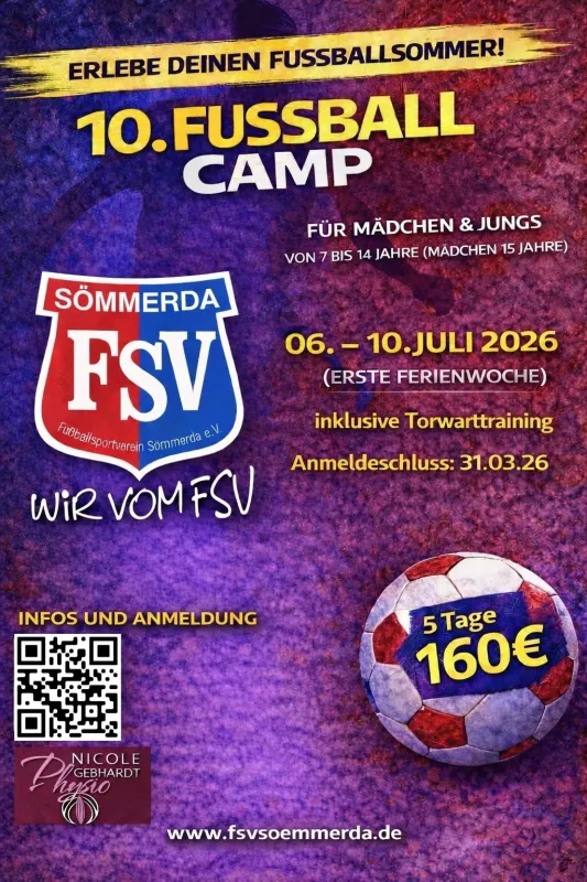 Letzte Möglichkeit zur Anmeldung zum FSV Sommercamp 2026
