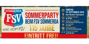 115 Jahre FSV Sömmerda - Sommerparty am 19.09.2026